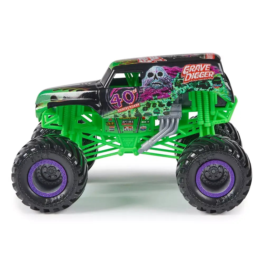 Side view of the Monster Jam Series 20 Grave Digger 1:24 Scale Diecast Monster Truck