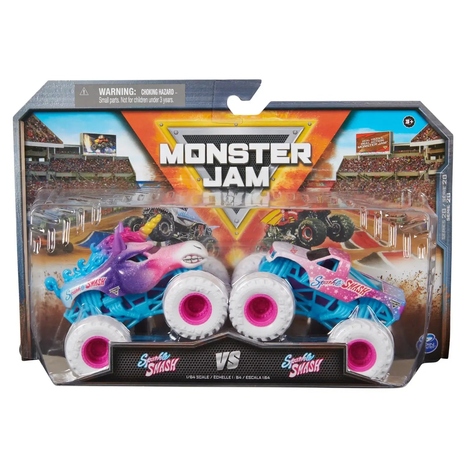 Monster Jam Series 28 Sparkle Smash vs Sparkle Smash 1:64 Scale Diecast Monster Truck 2-Pack