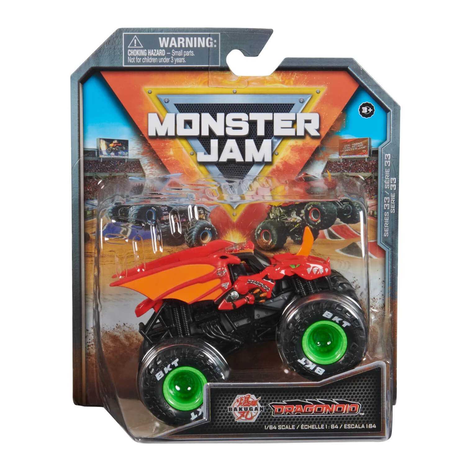 package for the Monster Jam Series 33 Bakugan Dragonoid 1:64 Scale Diecast Monster Truck