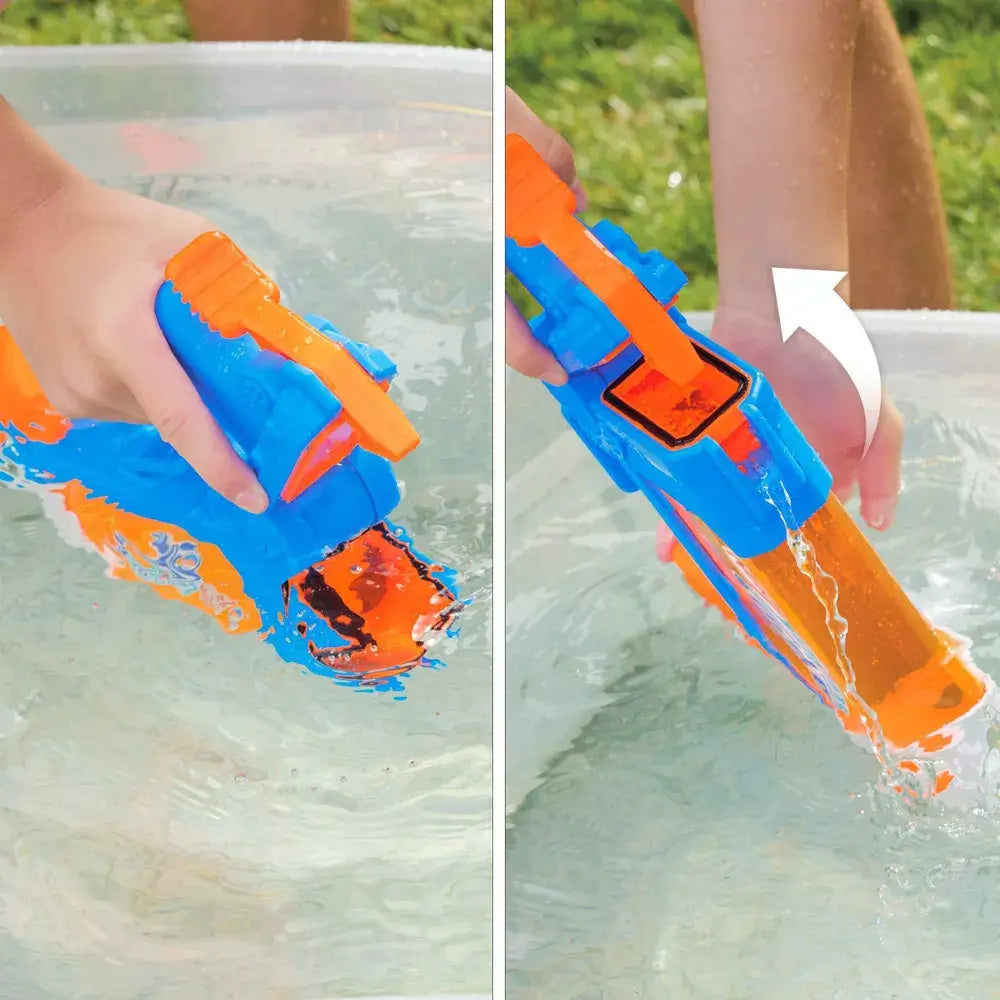 Filling up the Super Soaker with water