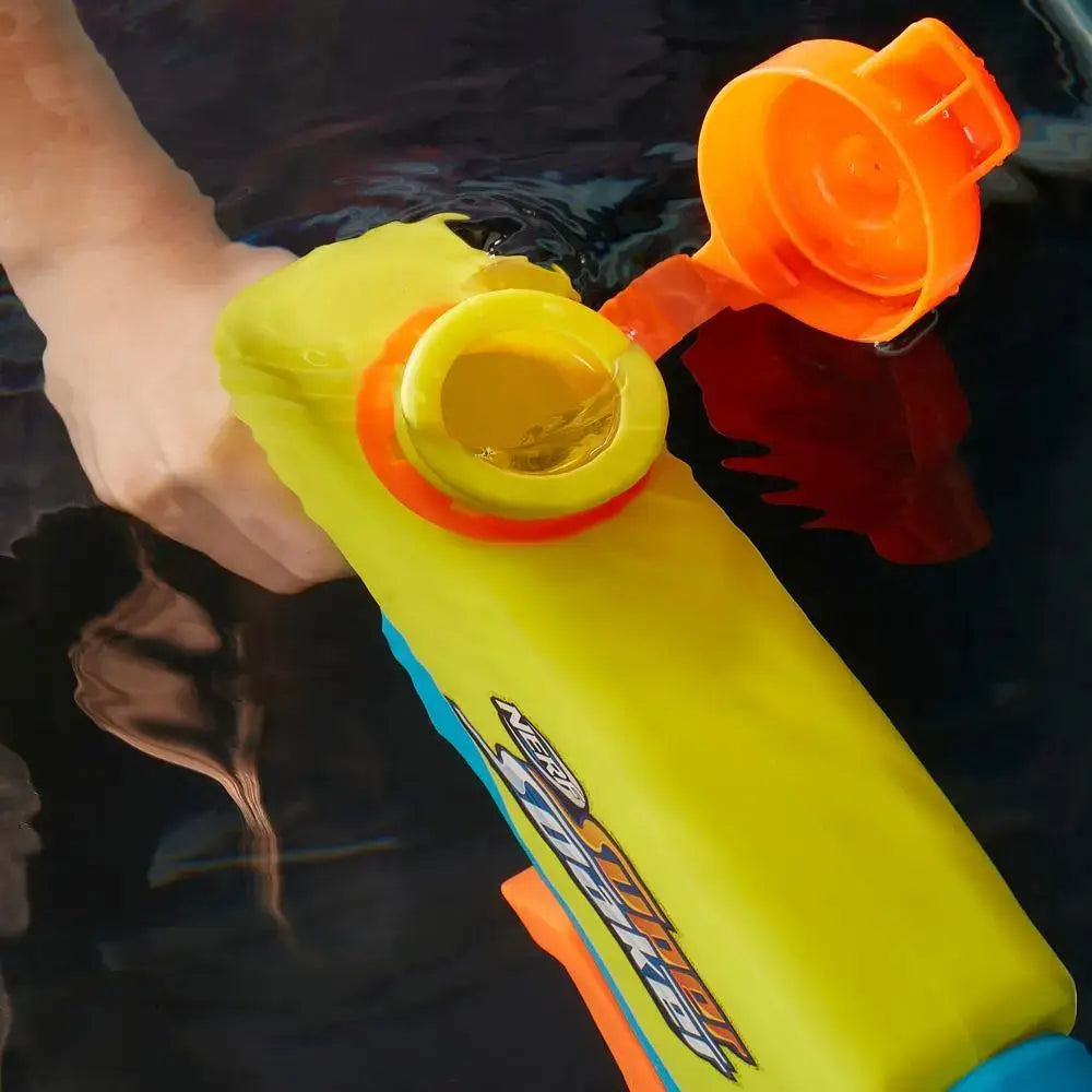 Top view shot of NERF Super Soaker Wave Spray Blaster with the cap opened