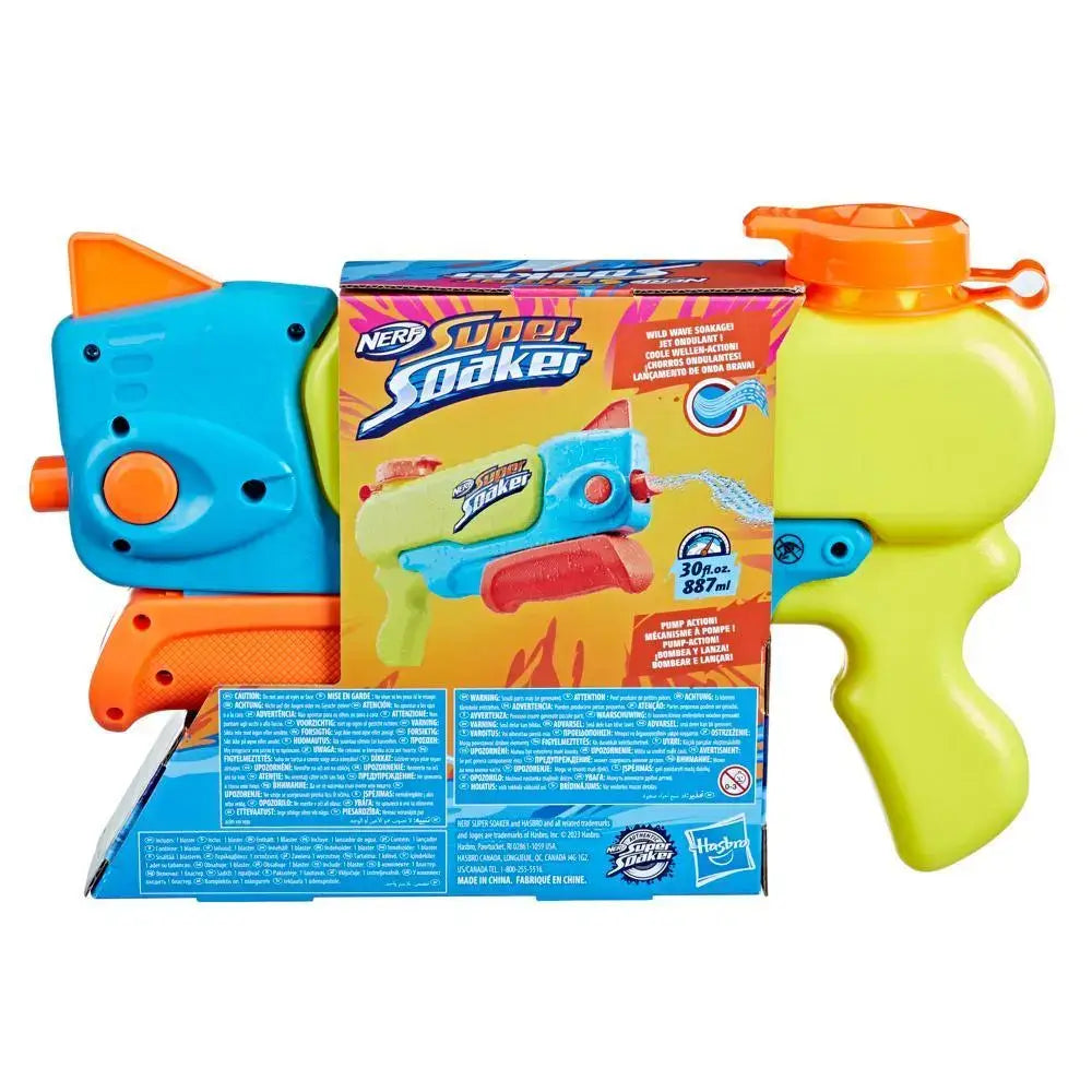 Another image of the Nerf water gun showing the rear packaging