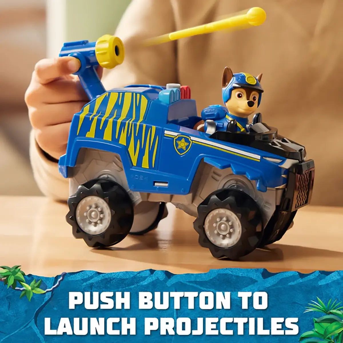 PAW Patrol Jungle Pups Chase's Tiger Vehicle push button to launch