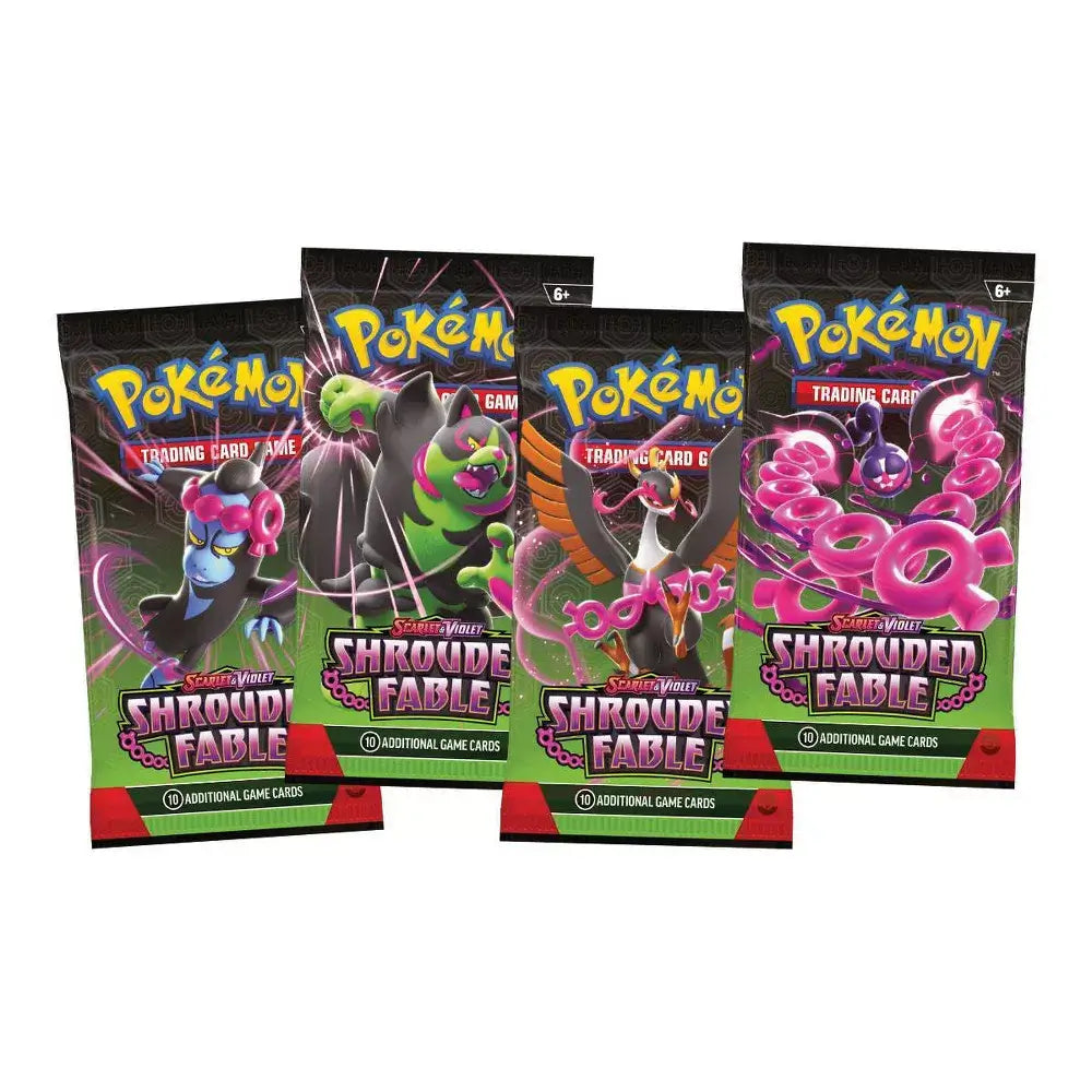 Packs from the Pokemon TCG Scarlet & Violet Shrouded Fable Kingambit Illustration Collection