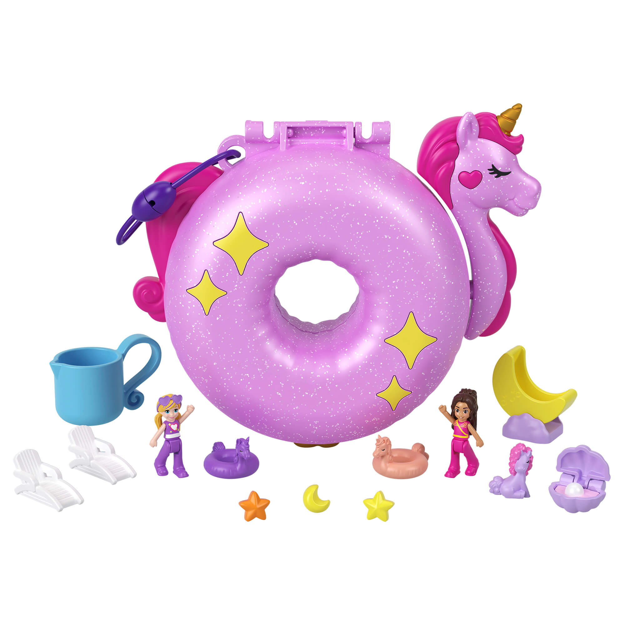 Polly Pocket Sparkle Cove Adventure Unicorn Floatie Compact Playset