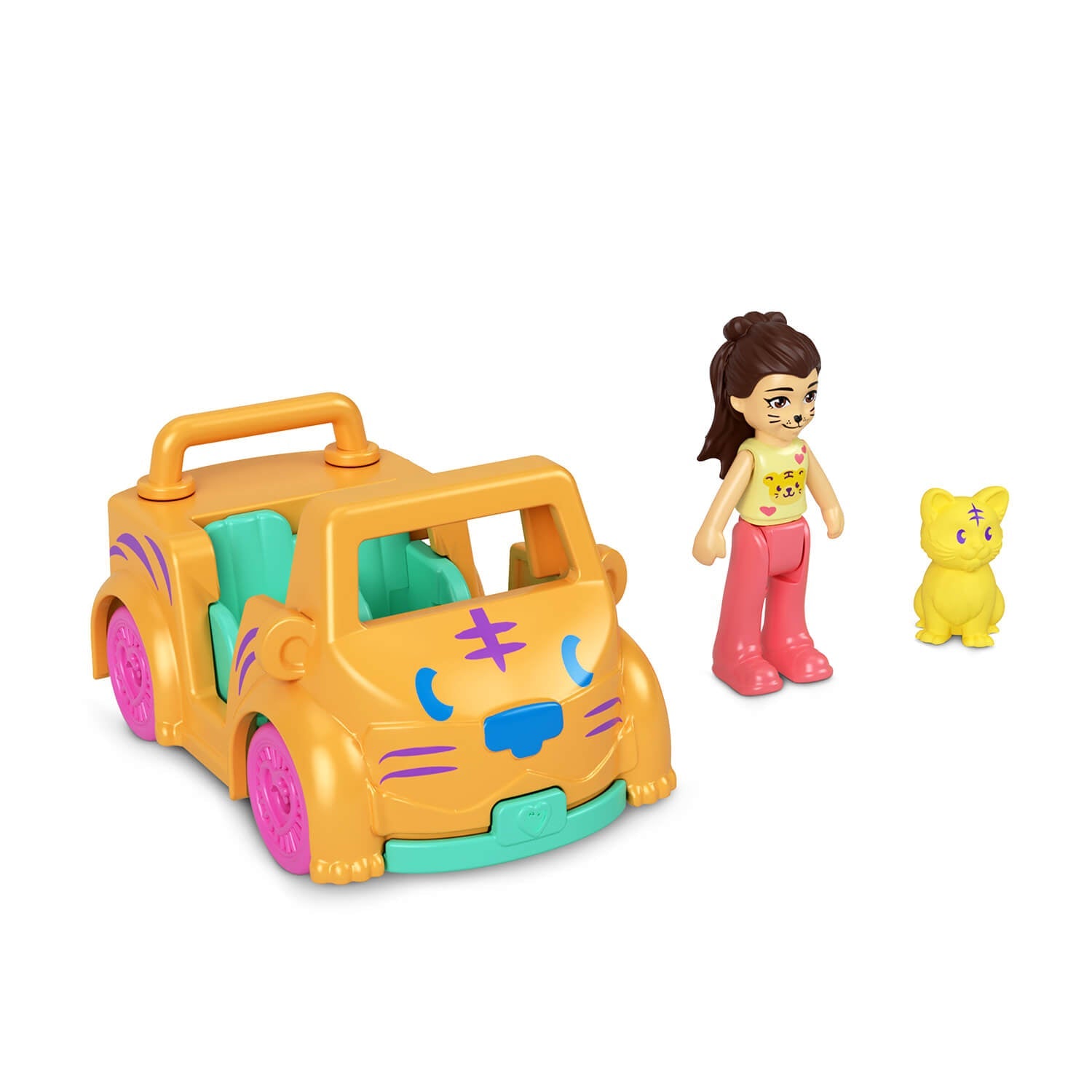 Polly Pocket Mini Tiger Convertible and Yellow Tiger Sidekick