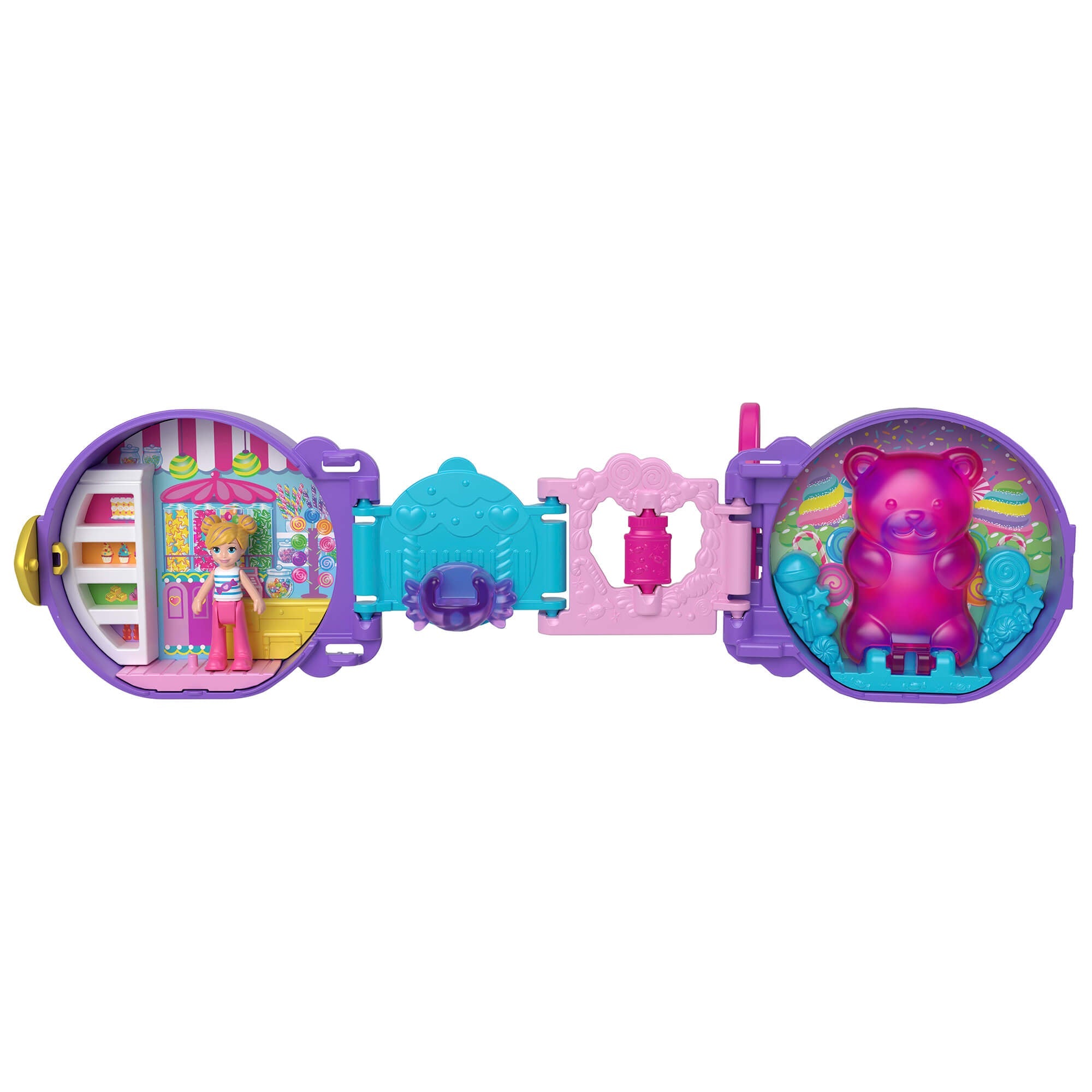 Polly Pocket On the Go Candy Store Compact Set open