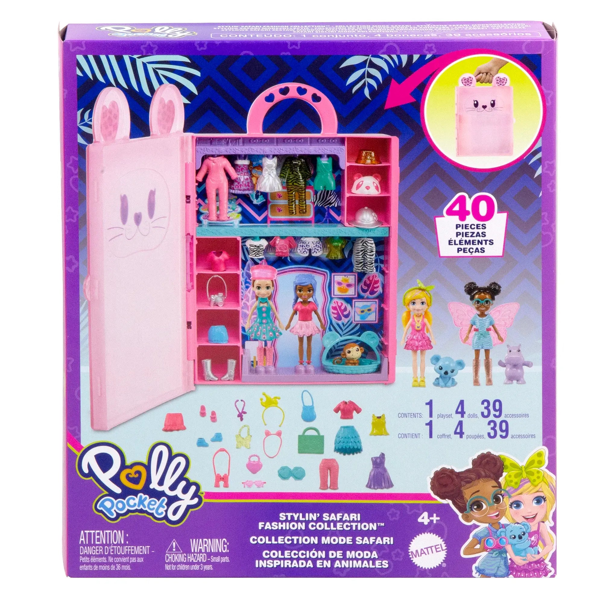 Package for the Polly Pocket Stylin' Safari Fashion Collection Playset