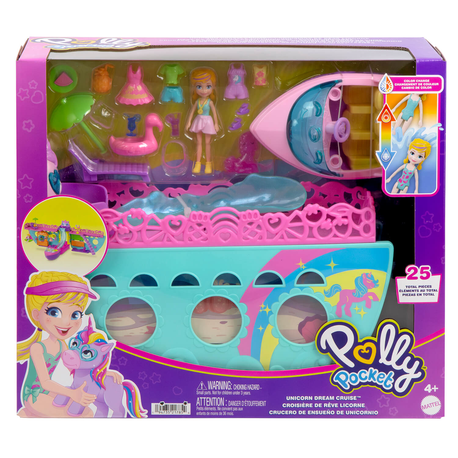 Polly Pocket Unicorn Dream Cruise Playset package