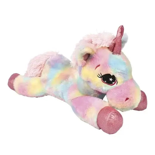 Unicorn shown in rainbow colors.