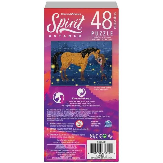 Back of package for the Spirit Untamed 48 Peice Jigsaw Puzzle