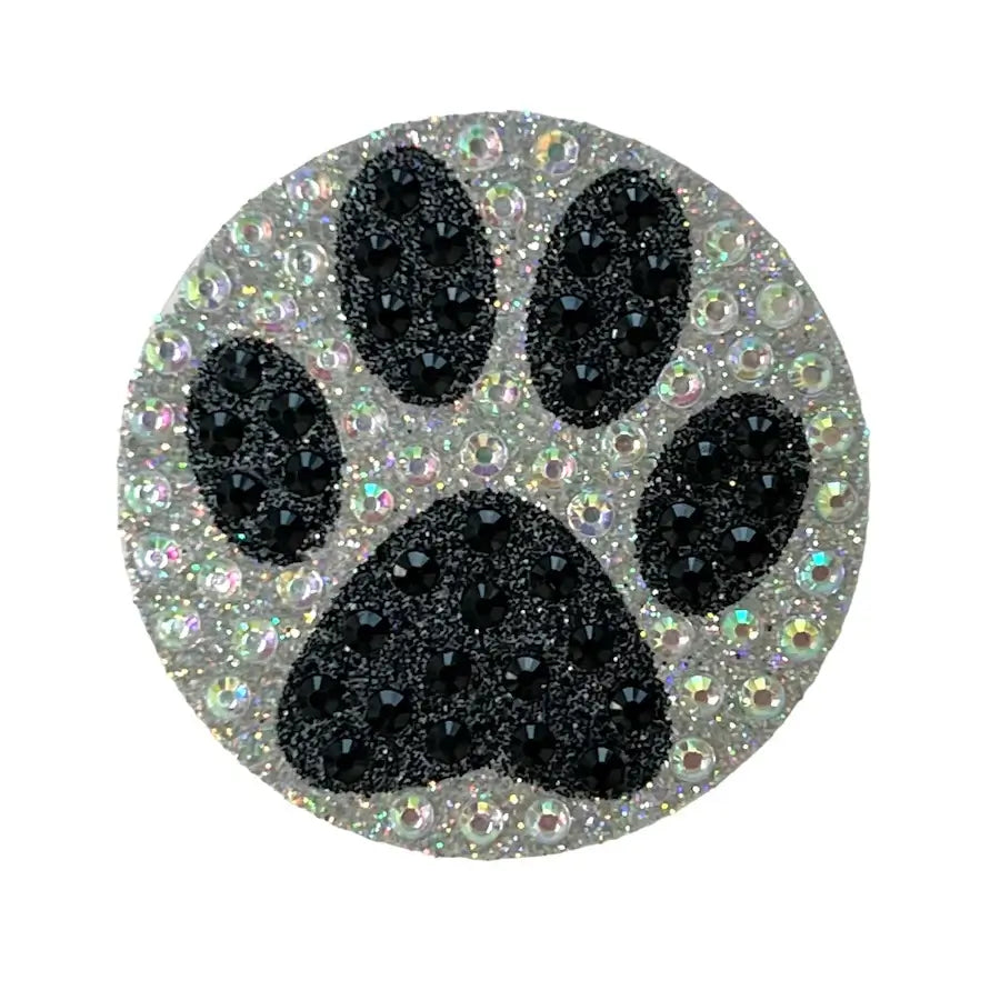 StickerBeans Black Paw Print Rhinestone Sticker