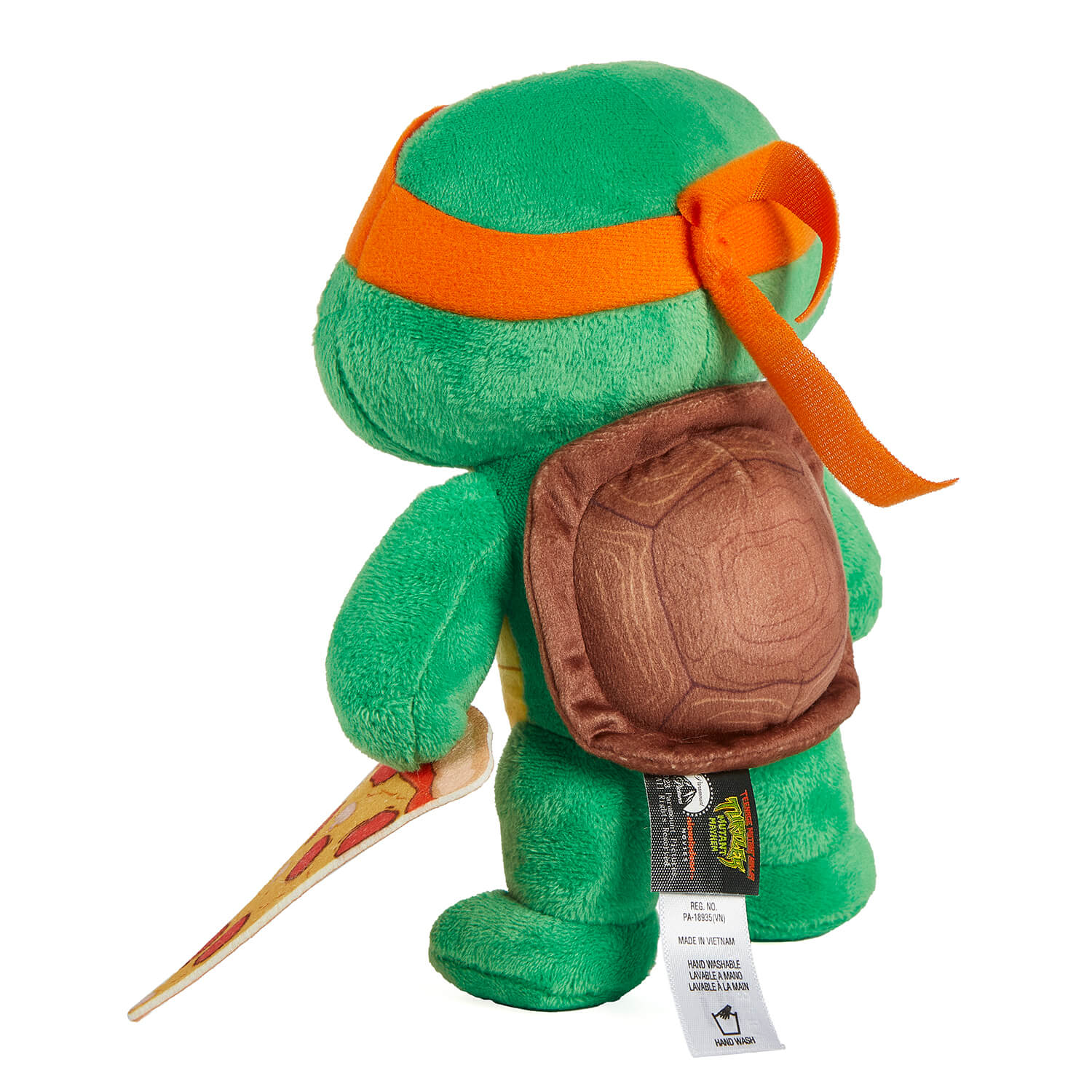 Back view of the Teenage Mutant Ninja Turtles Mutant Mayhem Turtle Tot Michelangelo Plush