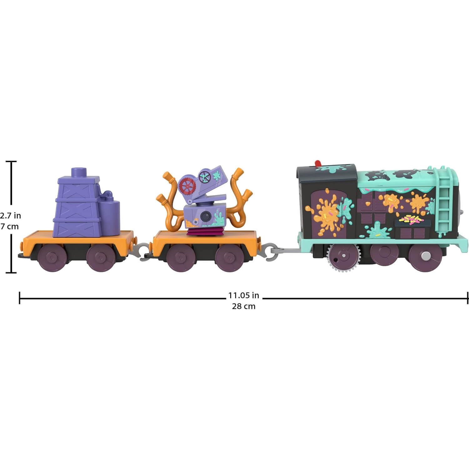 Thomas & Friends Frosting Diesel Motorized Toy Train Engine & Cargo measurements