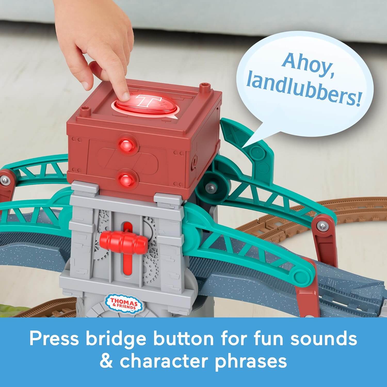 Thomas & Friends Talking Bulstrode & Which-Way Bridge Train Set press button for sounds