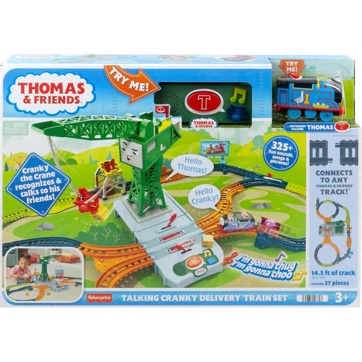 Thomas & Friends Talking Cranky Delivery Train Set with Songs Sounds & Phrases box