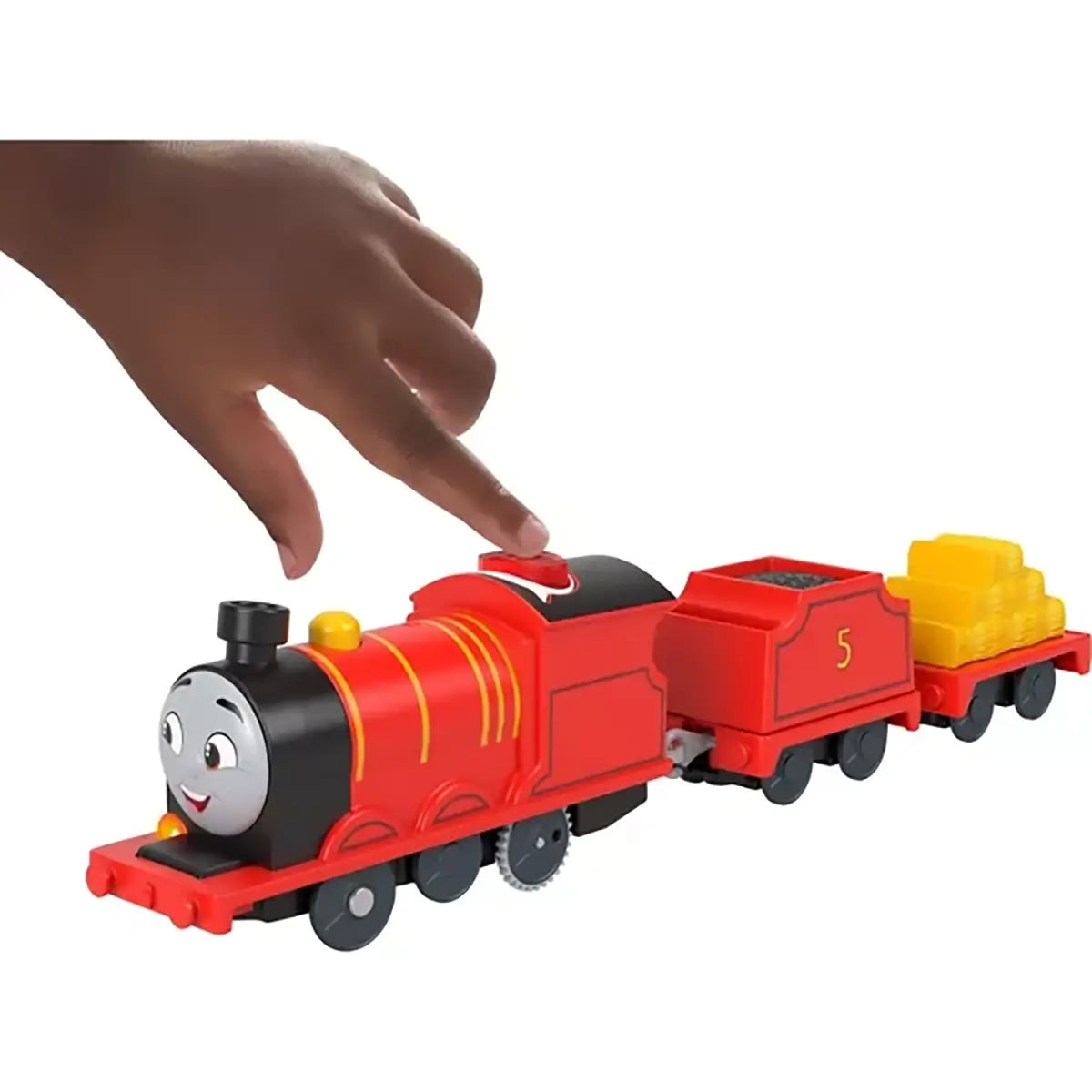 Thomas & Friends Talking James Toy Train Motorized Engine with Phrases & Sounds button for sounds