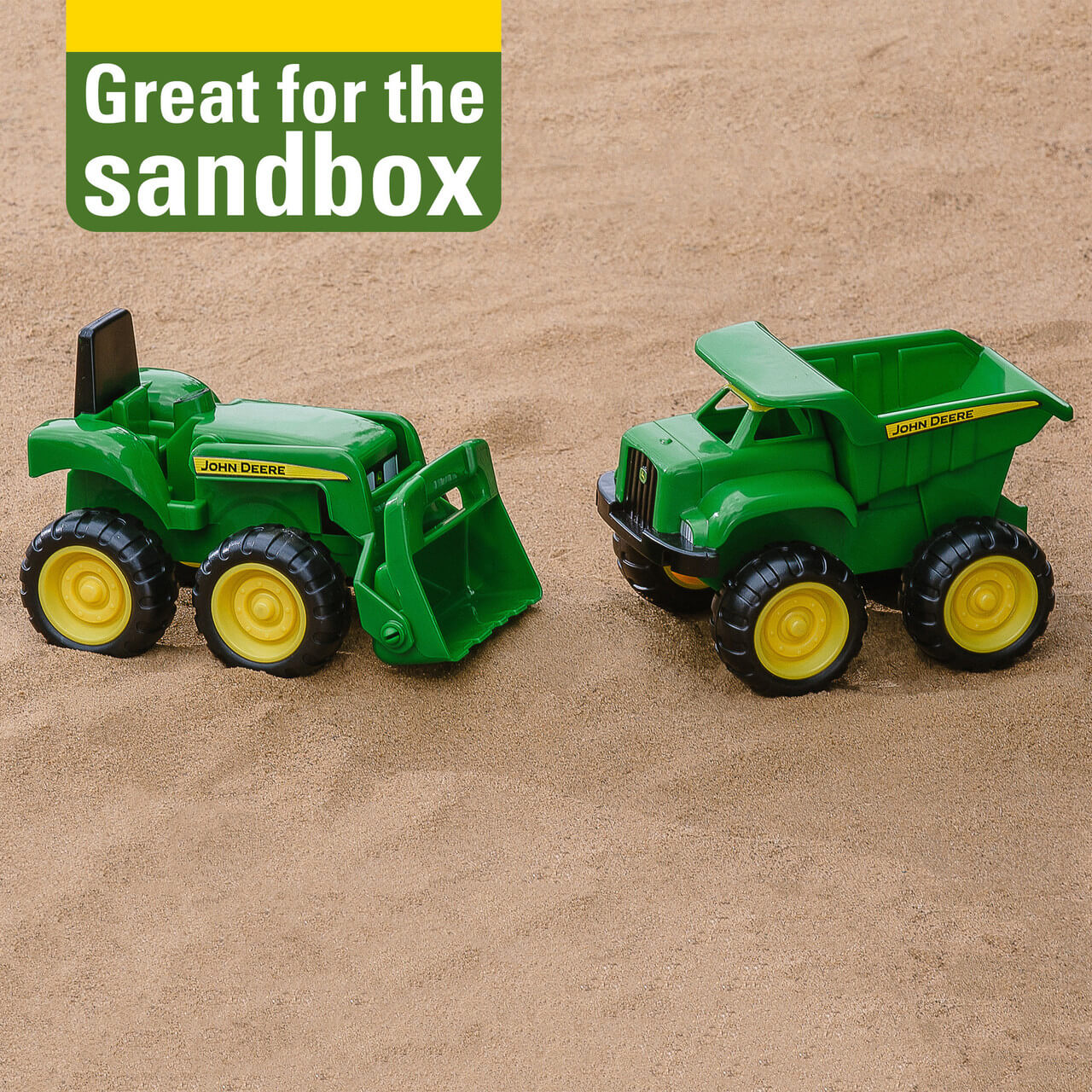 TOMY John Deere 6 Inch Sandbox Toy Set with Toy Truck and Toy Tractor