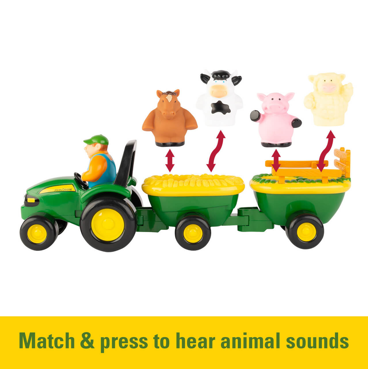 TOMY John Deere Animal Sounds Hayride Preschool Farm Toy