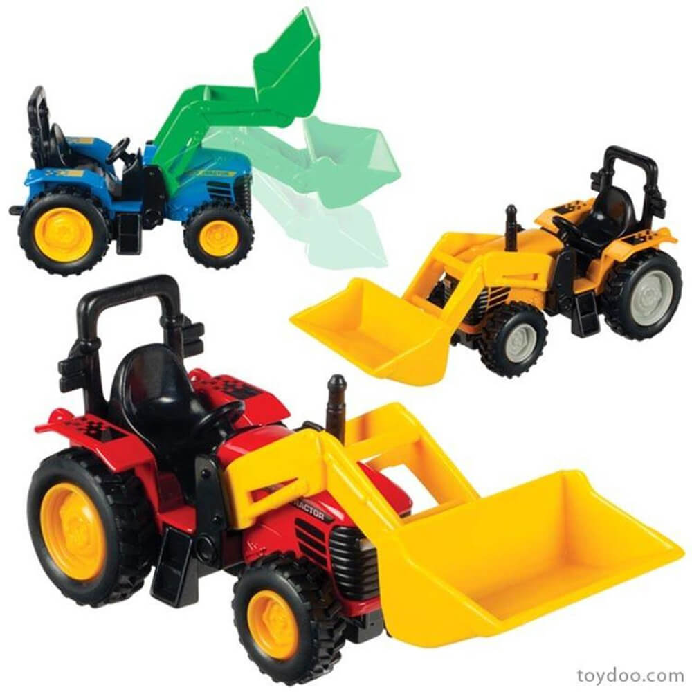 Toysmith 6 Inch Diecast Tractor with Scoop (Color May Vary)