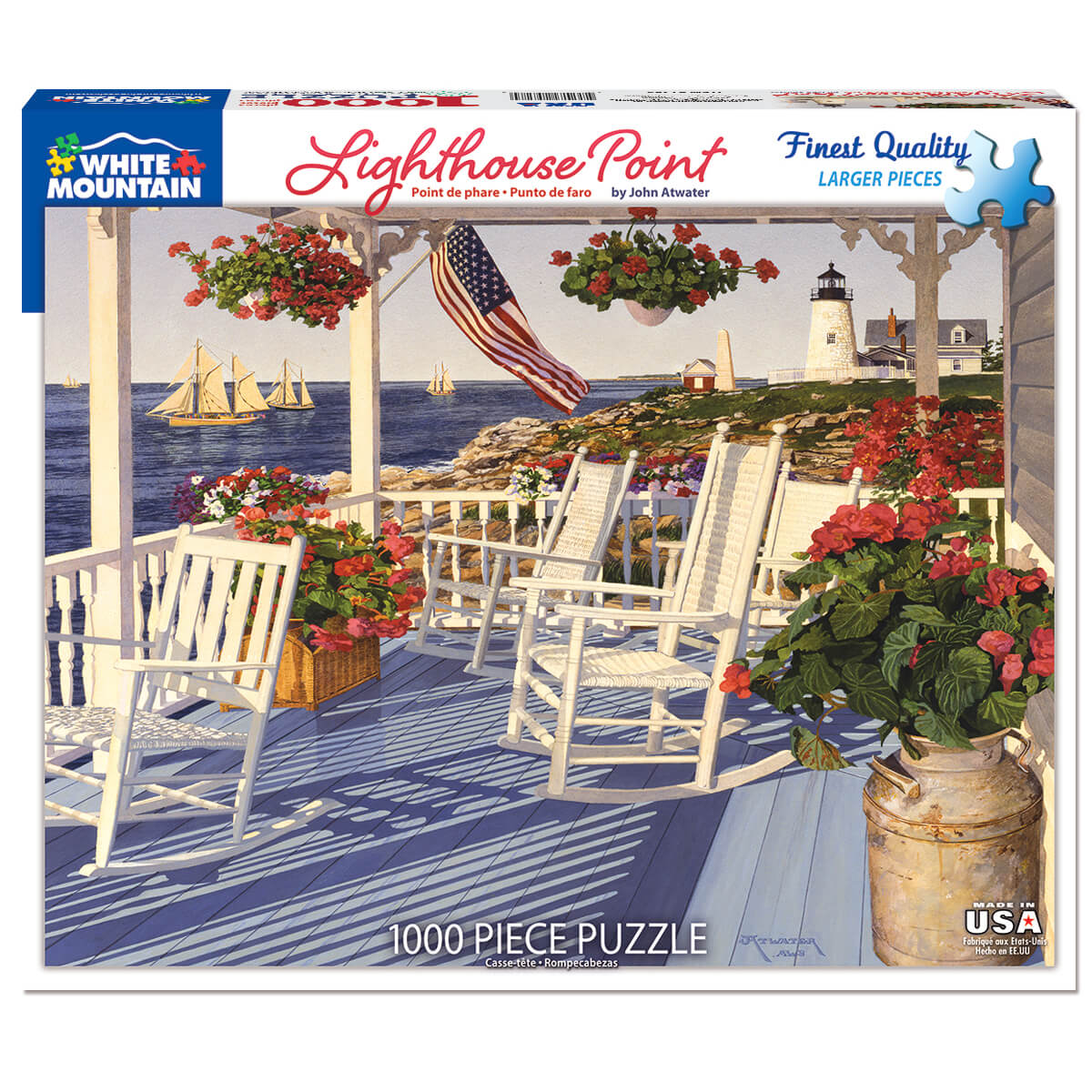 White Mountain Puzzles Lighthouse Point 1000 Piece Jigsaw Puzzle