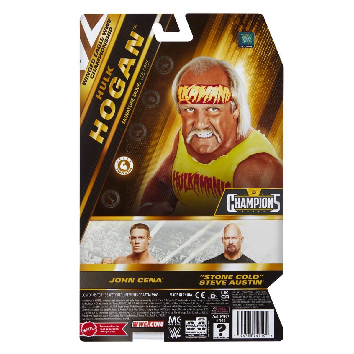 WWE Champion Hulk Hogan with Wingled Eagle Title Action Figure back of the package