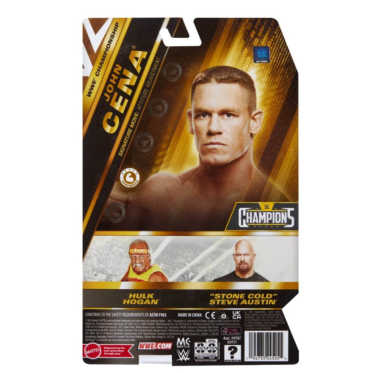 WWE Champion John Cena with Spinner Title  Action Figure back of the package