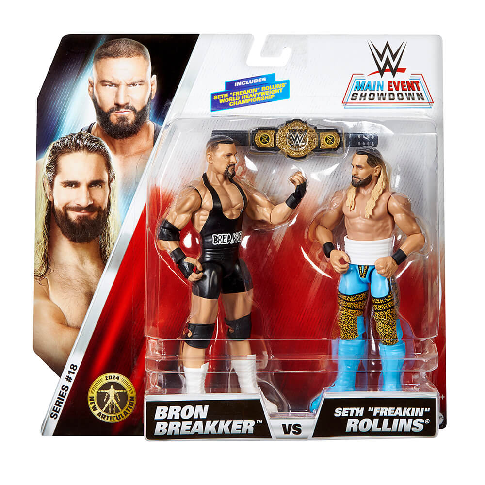 Package for the WWE Main Event Showdown Series 18 Bron Breakker vs Seth "Freakin" Rollins Action Figure 2-Pack