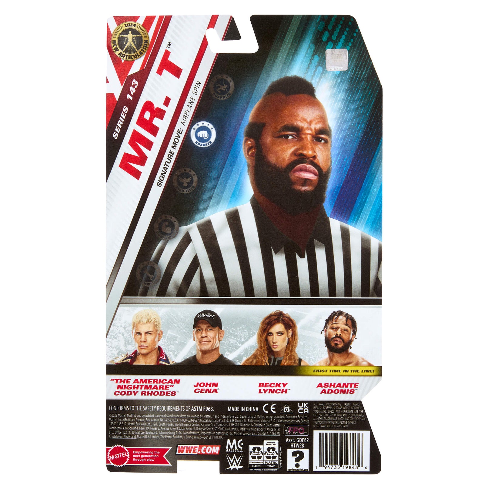 WWE Series 143 Mr. T 6 Inch Action Figure back of packaging