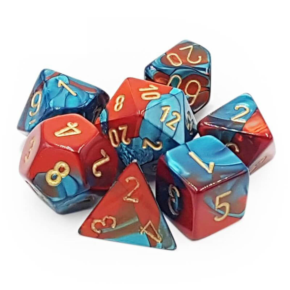 Chessex Gemini Red-Teal/Gold Polyhedral 7-Die Set