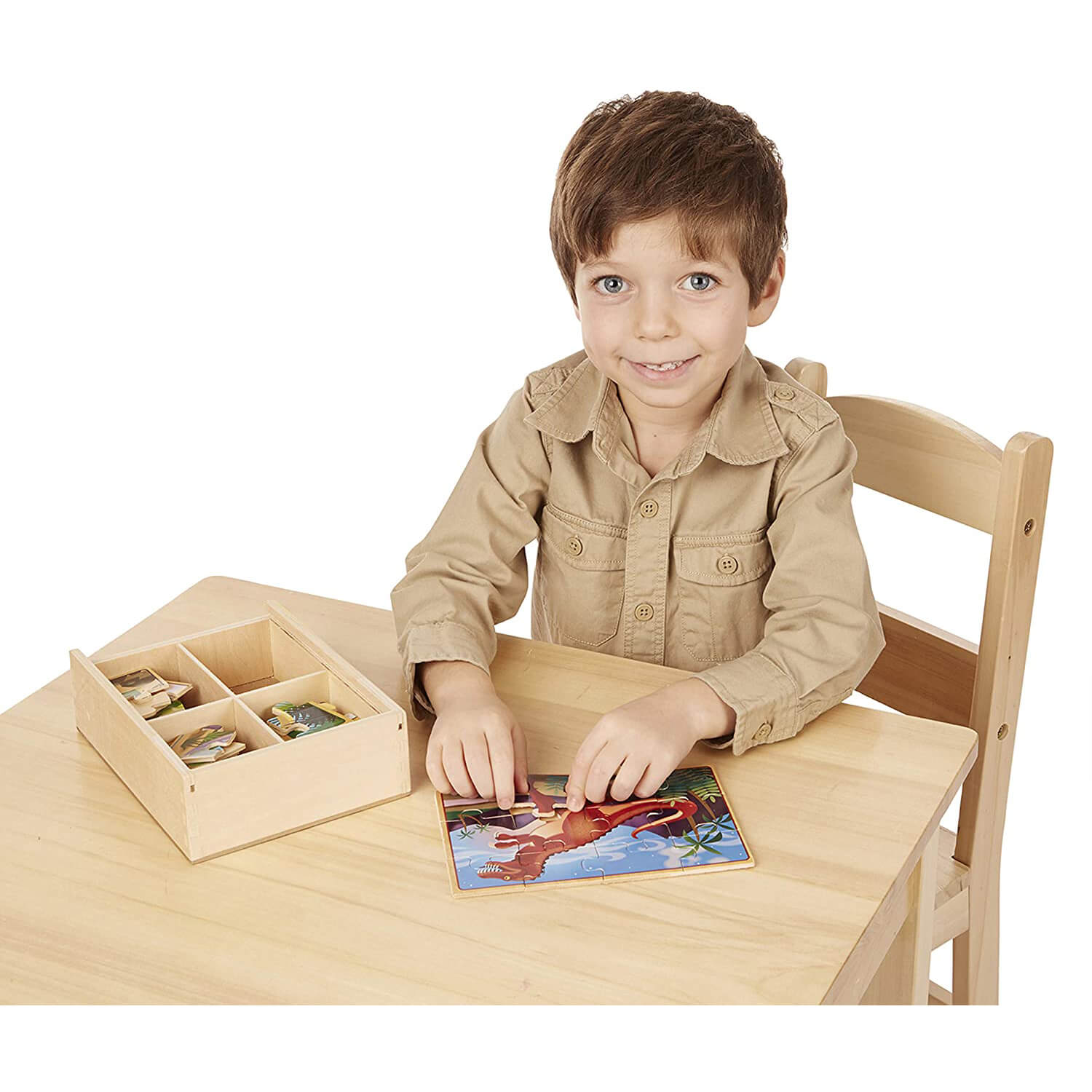 Melissa & Doug Dinosaurs 4-in-1 Jigsaw Puzzles with Storage box