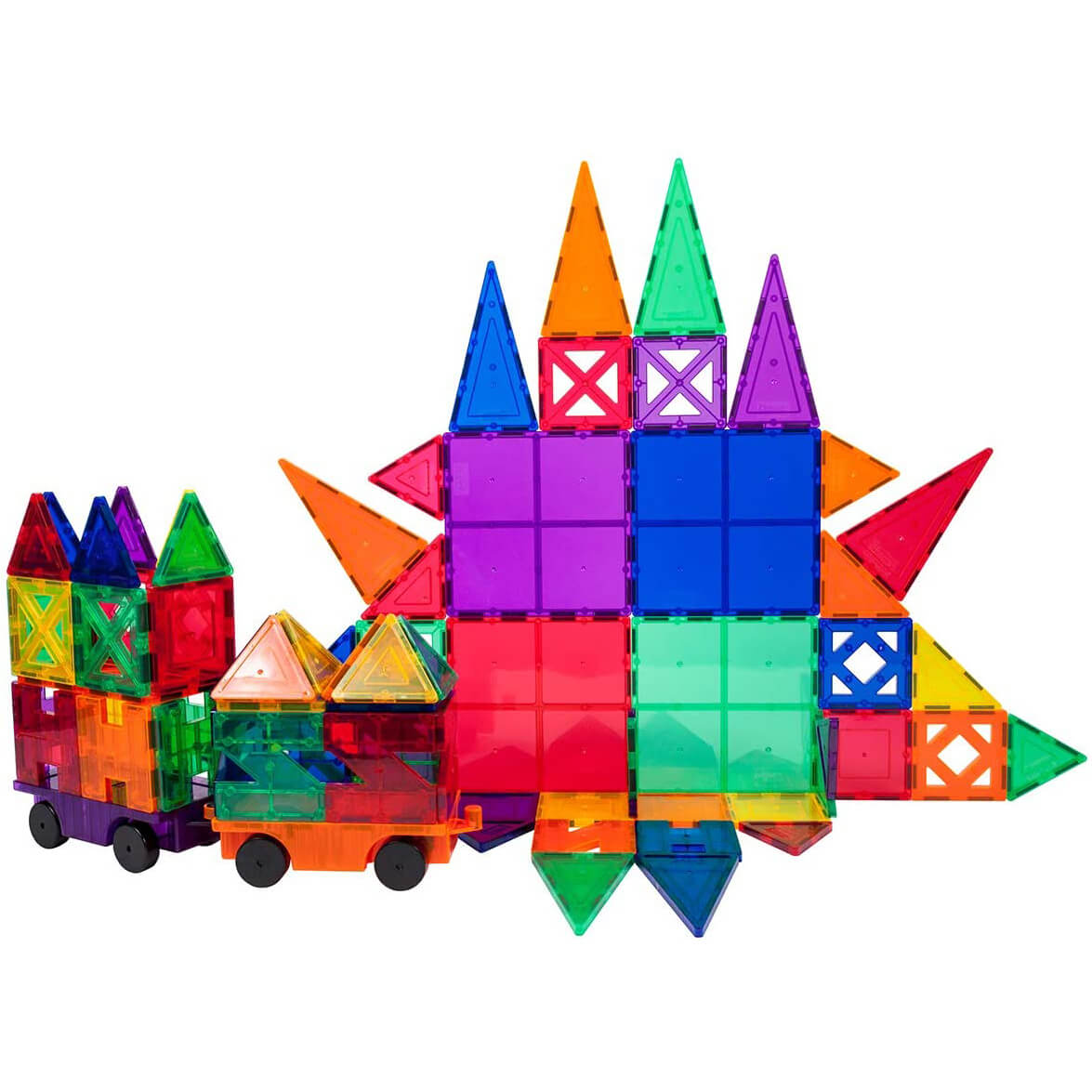 PicassoTiles Magentic Tiles 82 Piece Building Set with 2 Cars