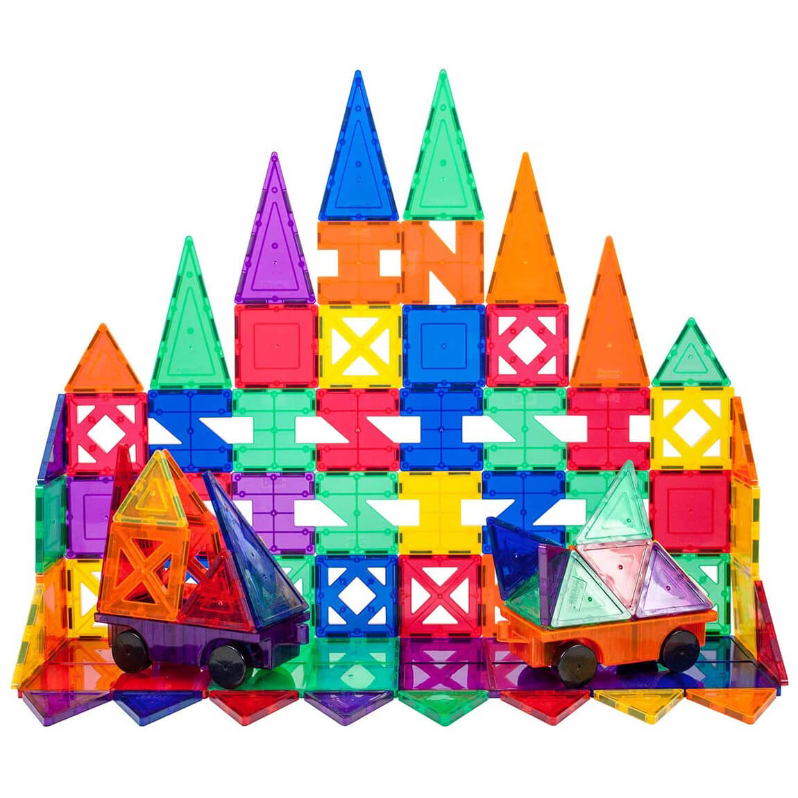 PicassoTiles Magentic Tiles 82 Piece Building Set with 2 Cars