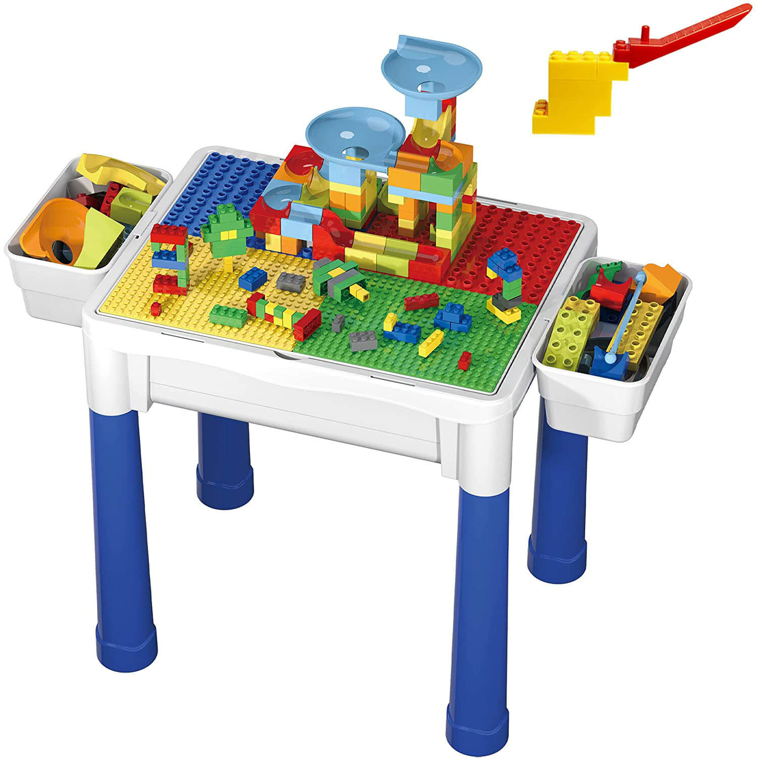 PicassoTiles Storage Activity Table with Blocks, Bricks and Marble Run 330 Piece Set