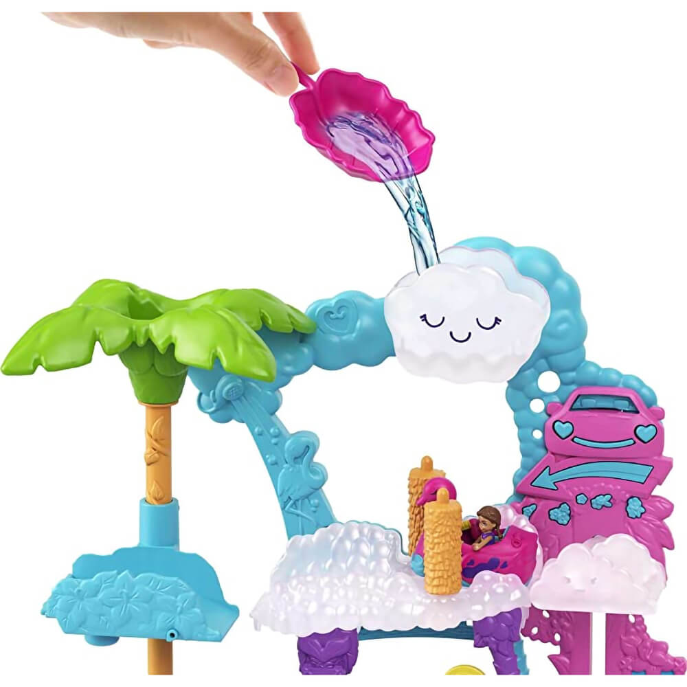 Polly Pocket Pollyville Flamingo Fun Car Wash Playset