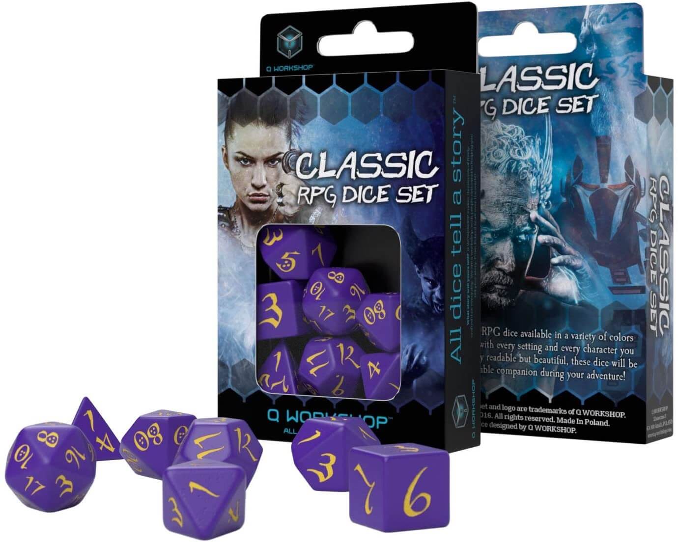 Q Workshop Classic RPG Purple & Yellow Dice Set