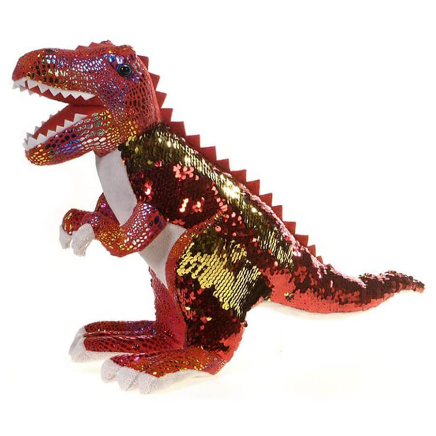 Fiesta 18" T-Rex in Red and Gold Sequin Plush Dinosaur