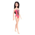 Barbie Brunette Wearing Pink Geometric Swimsuit