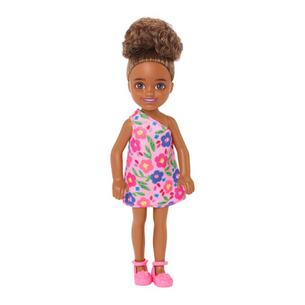 Barbie Chelsea Brunette Doll in Flower-Print Dress