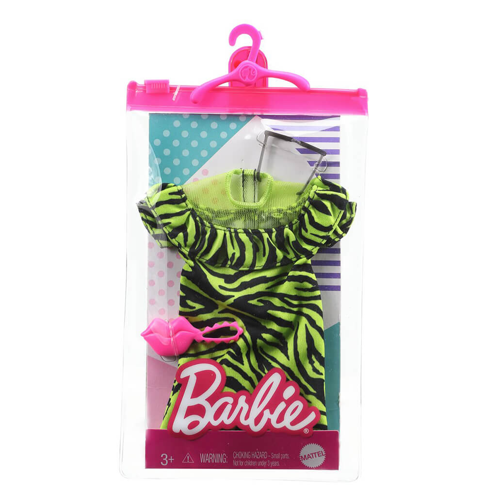 Barbie Complete Look Fashion Pack Neon Green Zebra Print Dress