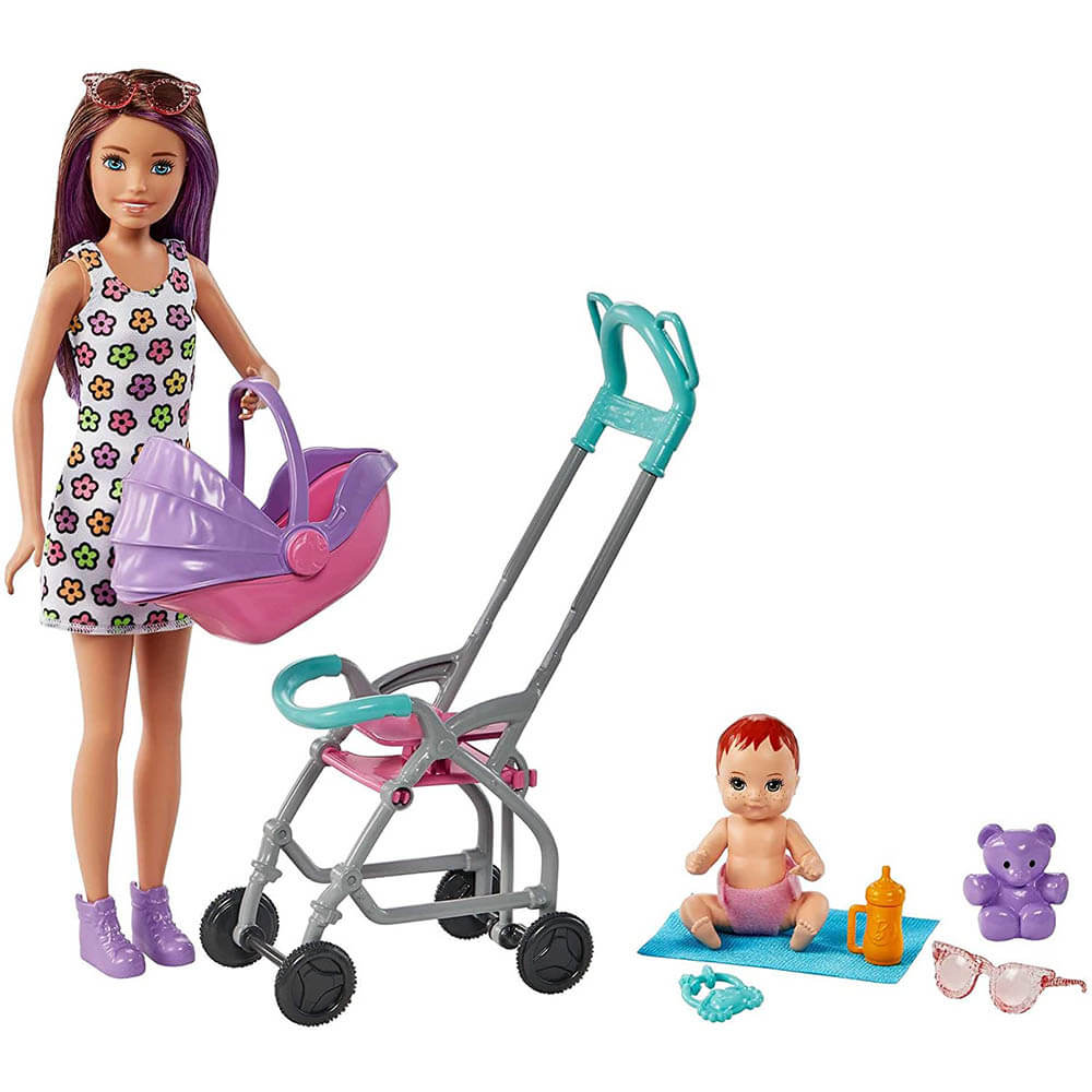 Barbie Family Skipper Brunette Doll and Stroller Playset