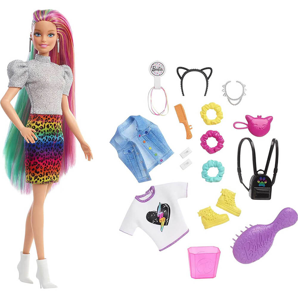 Barbie Leopard Rainbow Hair Doll