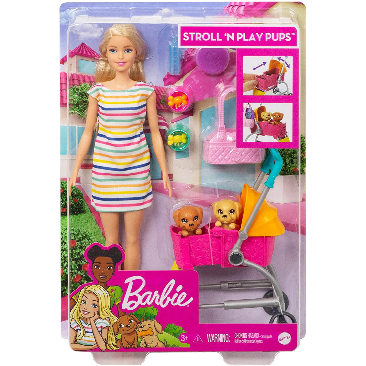 Barbie Stroll ‘n Play Pups Playset with Blonde Barbie Doll