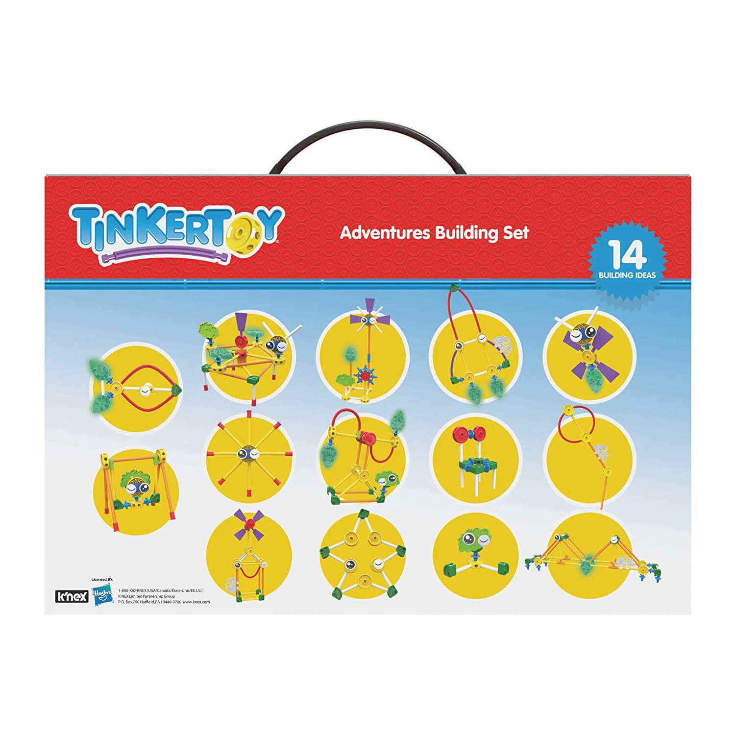 Back view of Tinkertoy Adventures 100 Piece Building Set package.