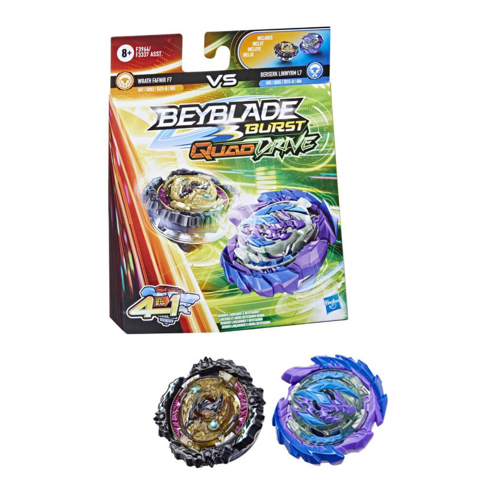 Beyblade Burst QuadDrive Wrath Fafnir F7 and Berserk Linwyrm L7 Dual Pack