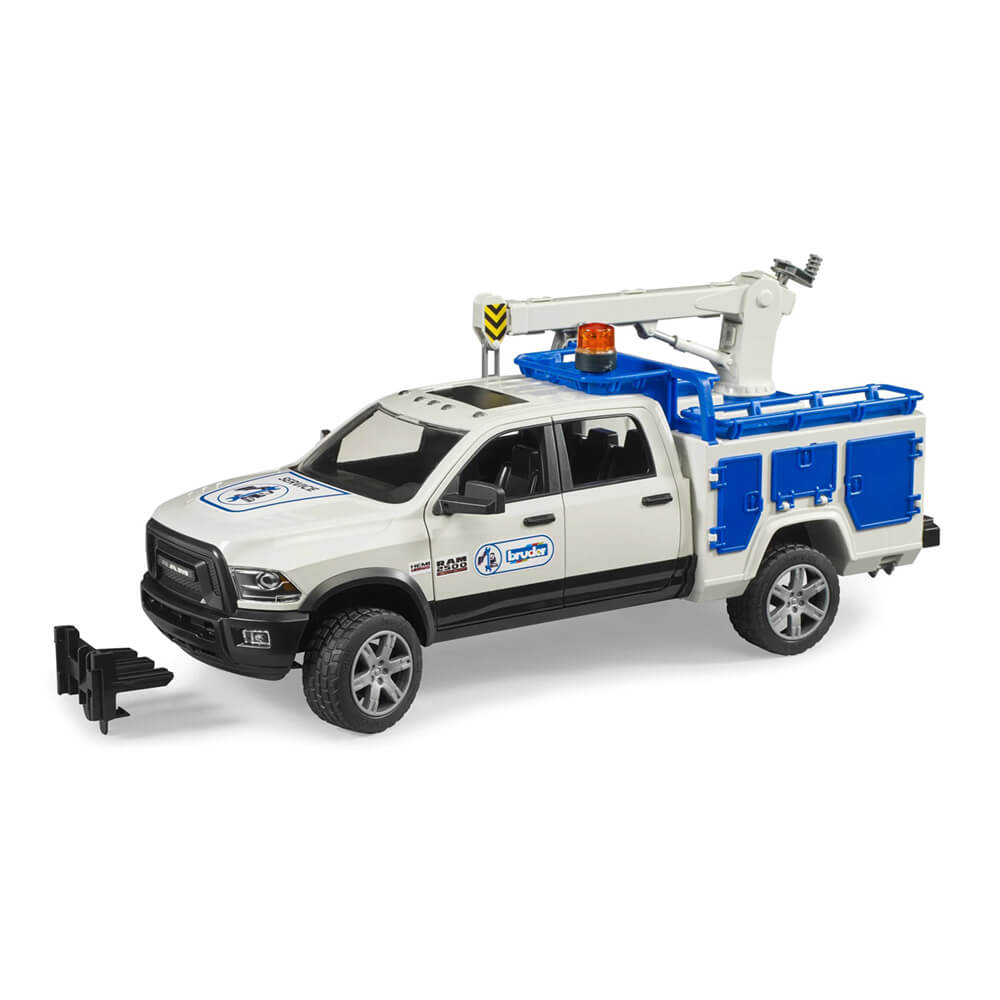 Bruder 02509 RAM Service Truck with Crane and Rotating Beacon Light 1:16 Scale Vehicle