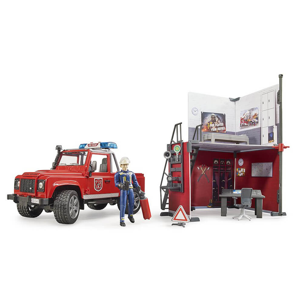 Bruder bWorld Fire Station with Land Rover Defender