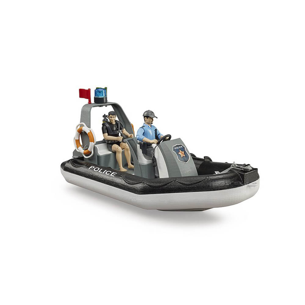 Bruder bworld Police Boat with Rotating Light Beacon Figure Set