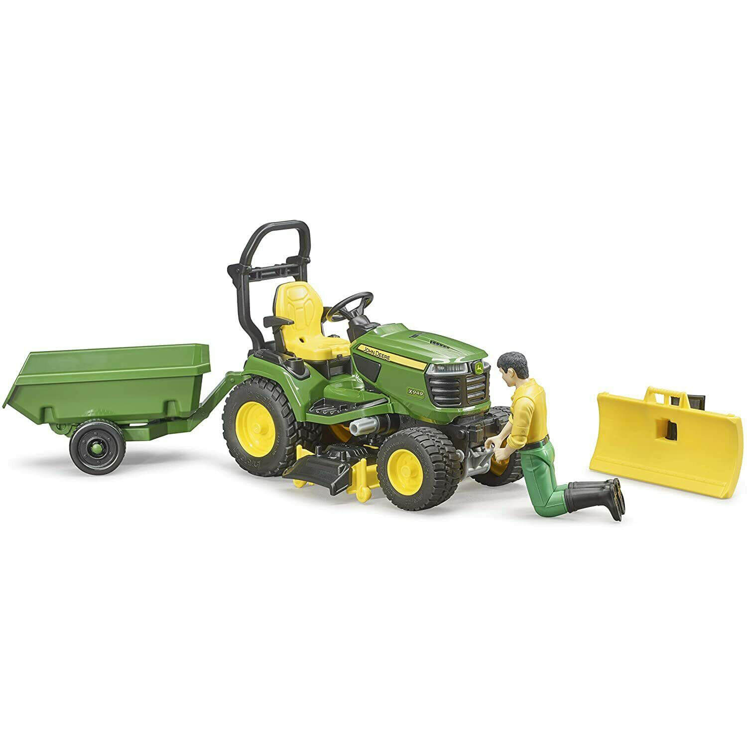 Bruder Pro Series 1:16 Scale John Deere X949 Riding Lawn Mower Tractor with Trailer and Gardener