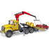 Bruder Pro Series MACK Granite Tow Truck with Bruder Roadster 1:16 Scale Vehicle